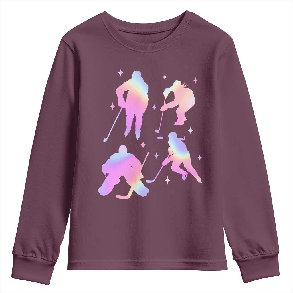 Iridescent Effect Hockey Players Retro Sport Lover Gift Youth Sweatshirt - Wonder Print Shop
