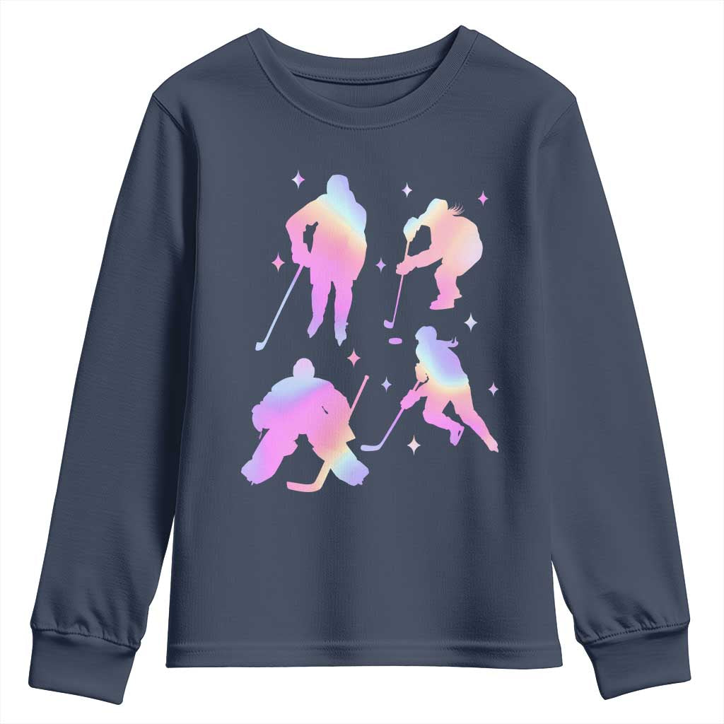 Iridescent Effect Hockey Players Retro Sport Lover Gift Youth Sweatshirt - Wonder Print Shop