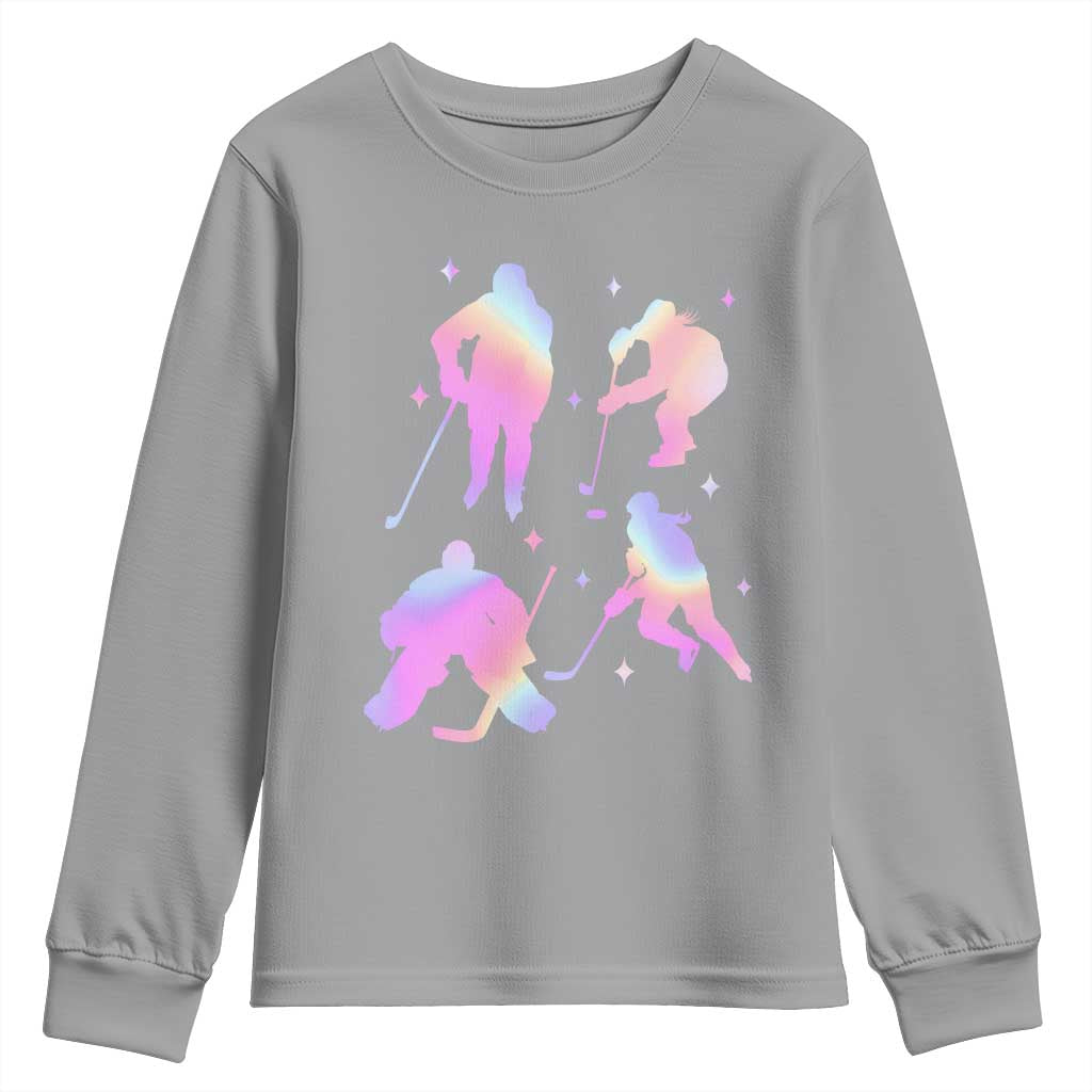Iridescent Effect Hockey Players Retro Sport Lover Gift Youth Sweatshirt - Wonder Print Shop