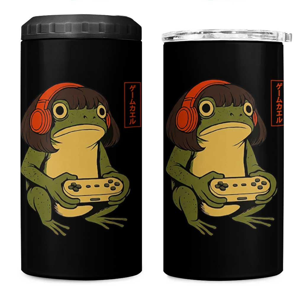 Funny Frog Bob Haircut Gamer Meme 4 in 1 Can Cooler Tumbler Game Lover - Wonder Print Shop
