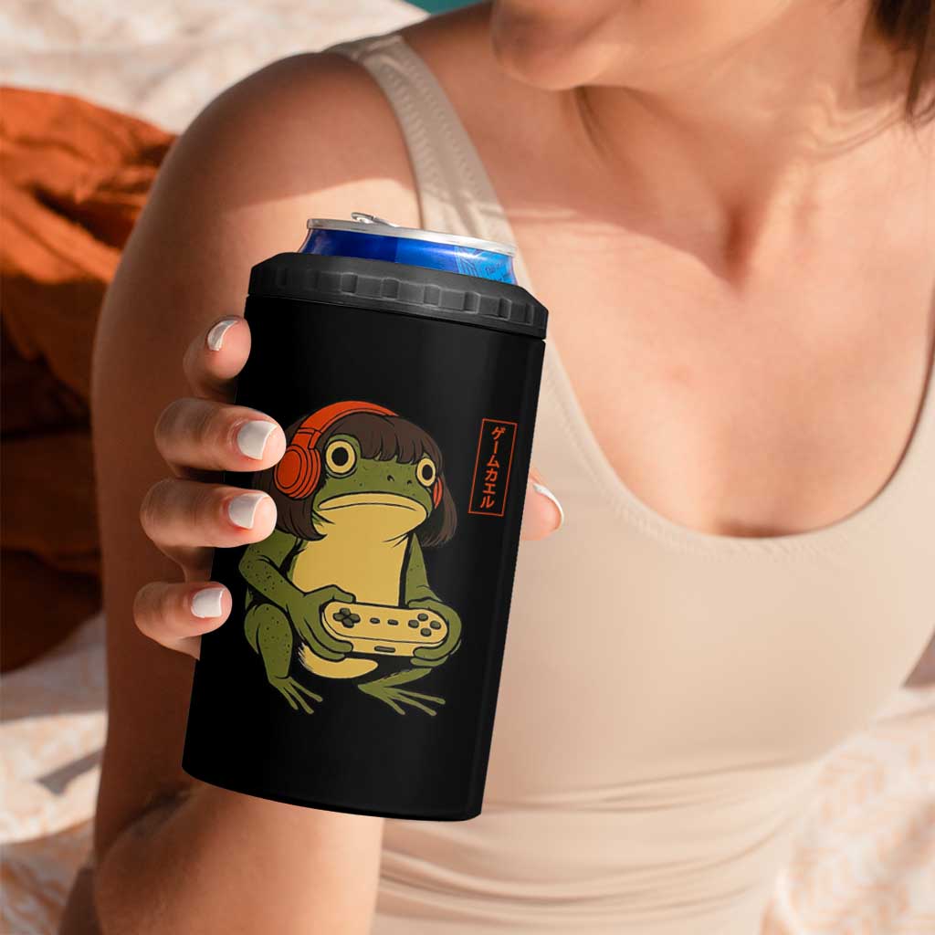 Funny Frog Bob Haircut Gamer Meme 4 in 1 Can Cooler Tumbler Game Lover - Wonder Print Shop