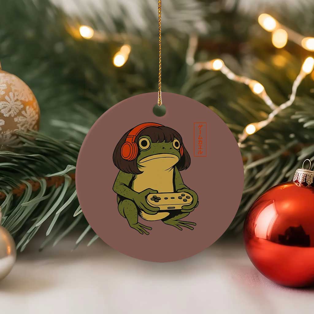 Funny Frog Bob Haircut Gamer Meme Ceramic Ornament Game Lover - Wonder Print Shop
