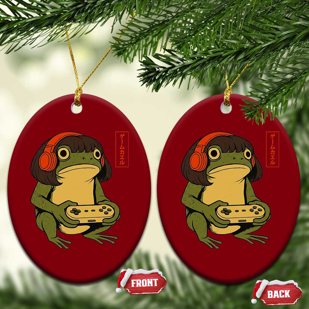 Funny Frog Bob Haircut Gamer Meme Ceramic Ornament Game Lover - Wonder Print Shop