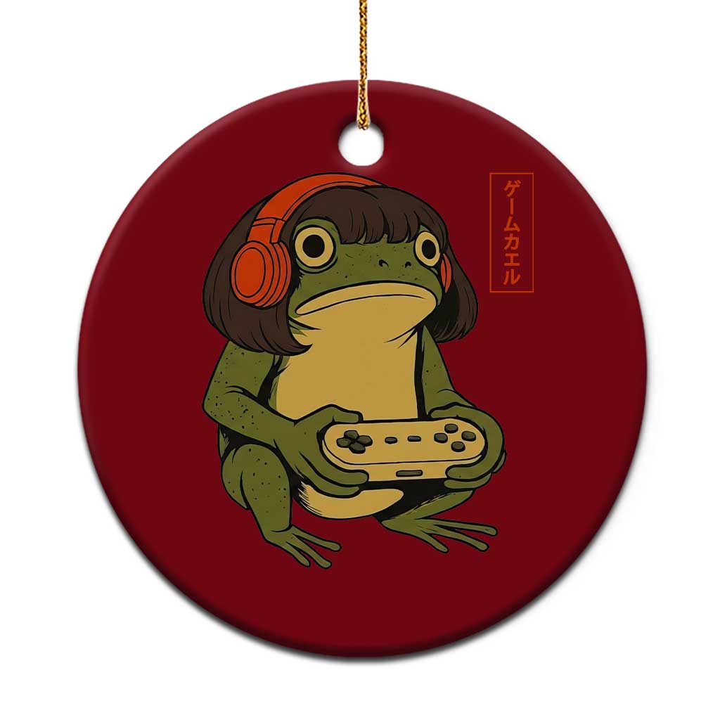 Funny Frog Bob Haircut Gamer Meme Ceramic Ornament Game Lover - Wonder Print Shop