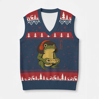 Funny Frog Bob Haircut Gamer Meme V-Neck Knit Sweater Vest Game Lover - Wonder Print Shop