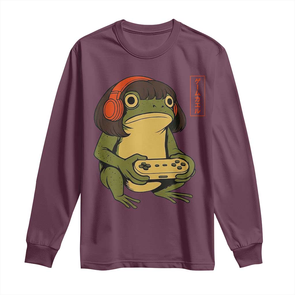 Funny Frog Bob Haircut Gamer Meme Long Sleeve Shirt Game Lover - Wonder Print Shop