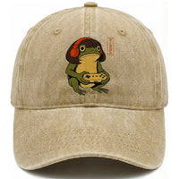 Funny Frog Bob Haircut Gamer Meme Washed Cotton Baseball Cap Game Lover