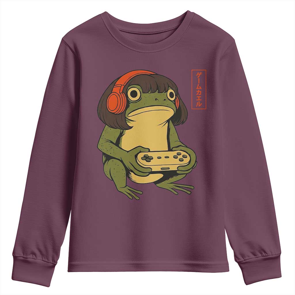 Funny Frog Bob Haircut Gamer Meme Youth Sweatshirt Game Lover - Wonder Print Shop