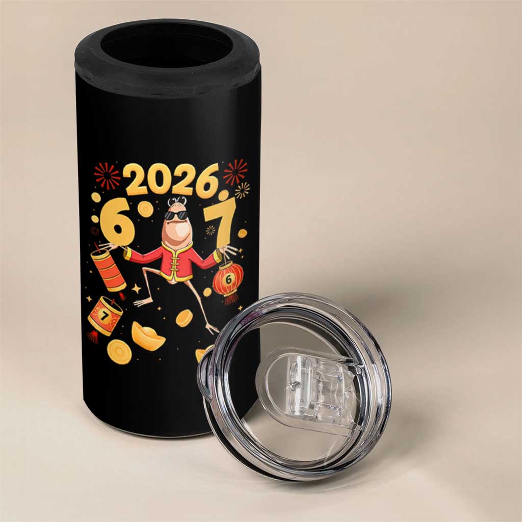 Funny Marcus The Worm Six Seven Meme 4 in 1 Can Cooler Tumbler Lunar New Year 2026 Gift - Wonder Print Shop