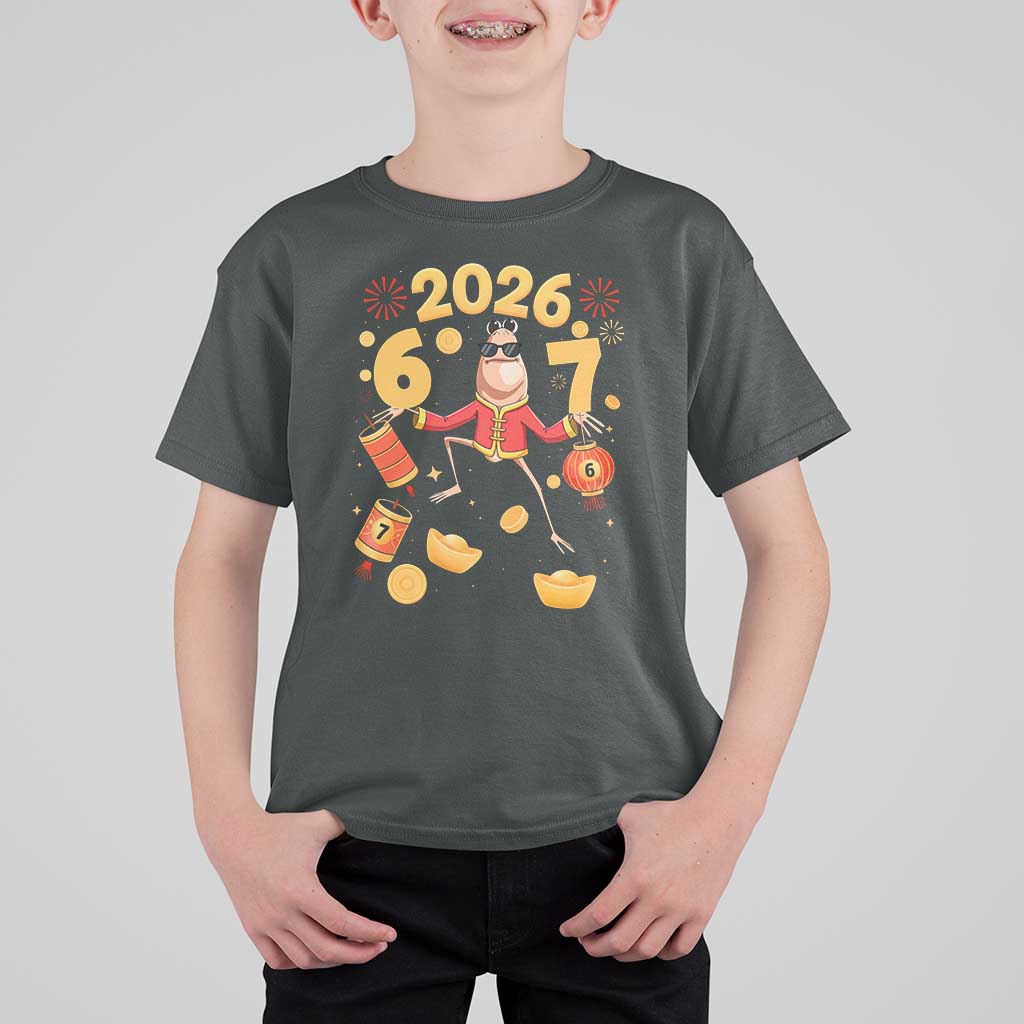 Funny Marcus The Worm Six Seven Meme T Shirt For Kid Lunar New Year 2026 Gift - Wonder Print Shop