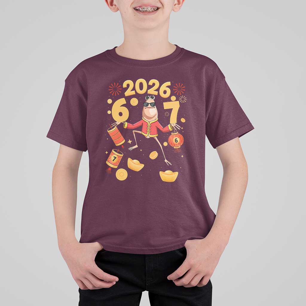 Funny Marcus The Worm Six Seven Meme T Shirt For Kid Lunar New Year 2026 Gift - Wonder Print Shop