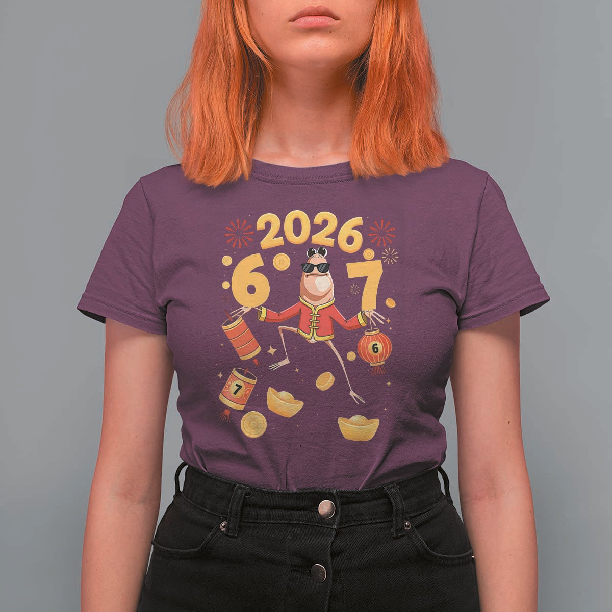 Funny Marcus The Worm Six Seven Meme T Shirt For Women Lunar New Year 2026 Gift - Wonder Print Shop