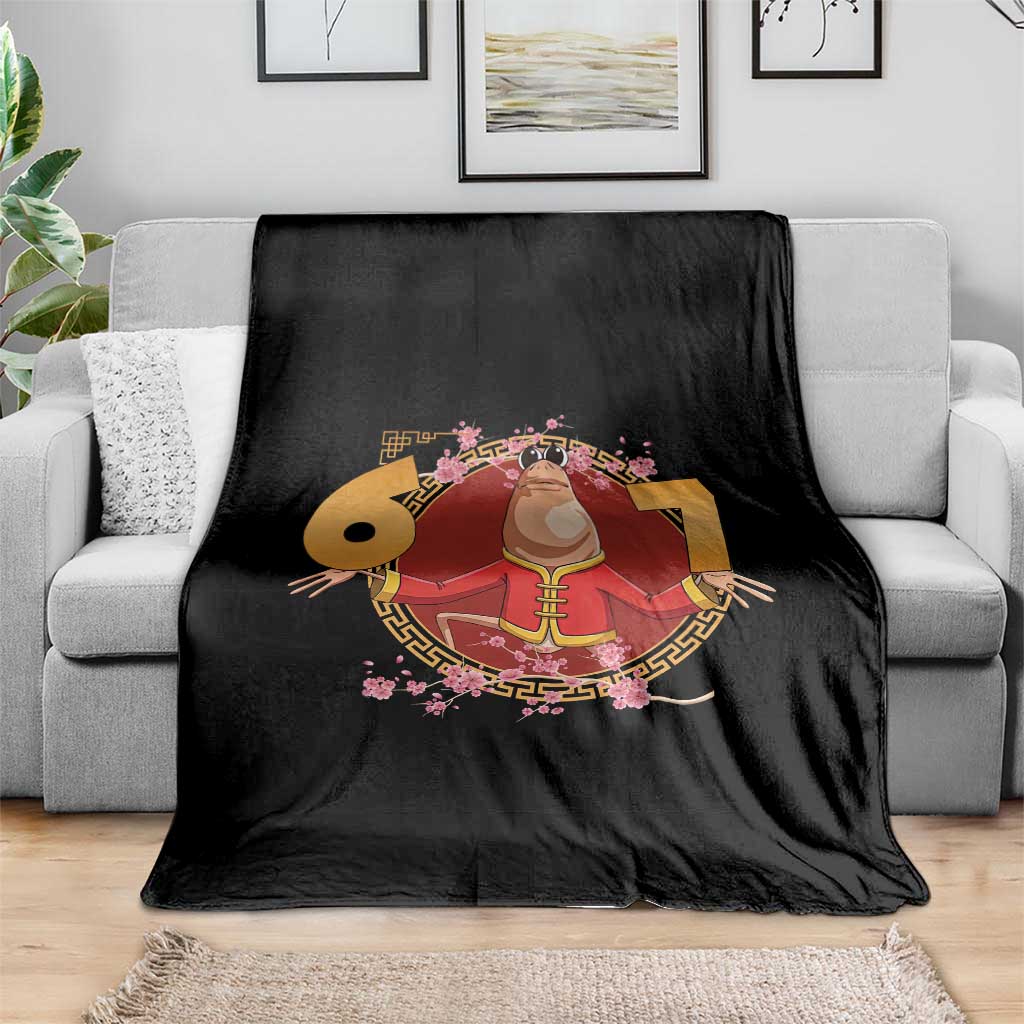 Funny Marcus The Worm Six Seven Lunar New Year Meme Throw Blanket - Wonder Print Shop