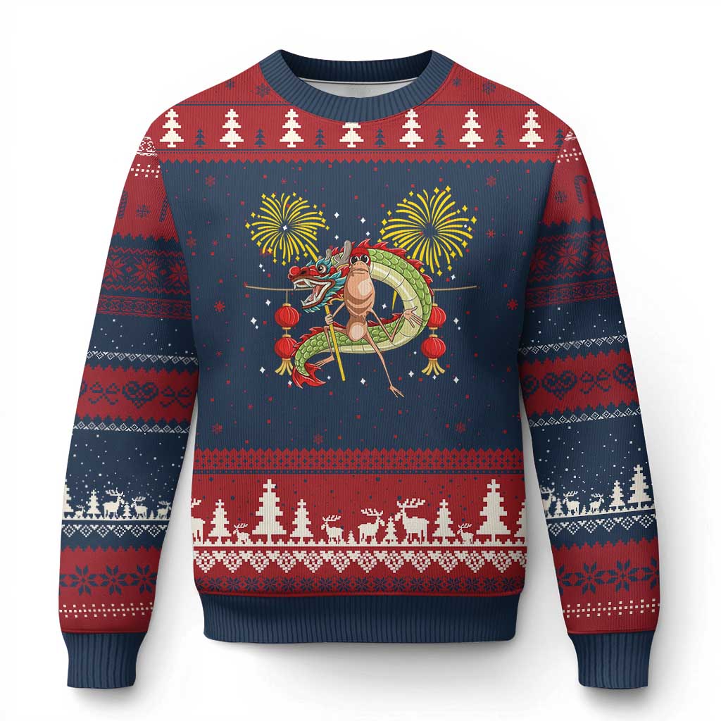 Funny Marcus The Worm Meme Ugly Christmas Sweater Viral Lunar New Year - Wonder Print Shop