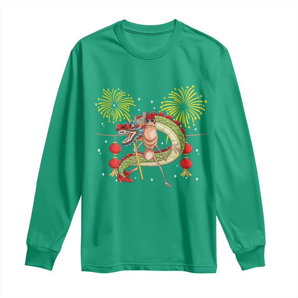 Funny Marcus The Worm Meme Long Sleeve Shirt Viral Lunar New Year - Wonder Print Shop
