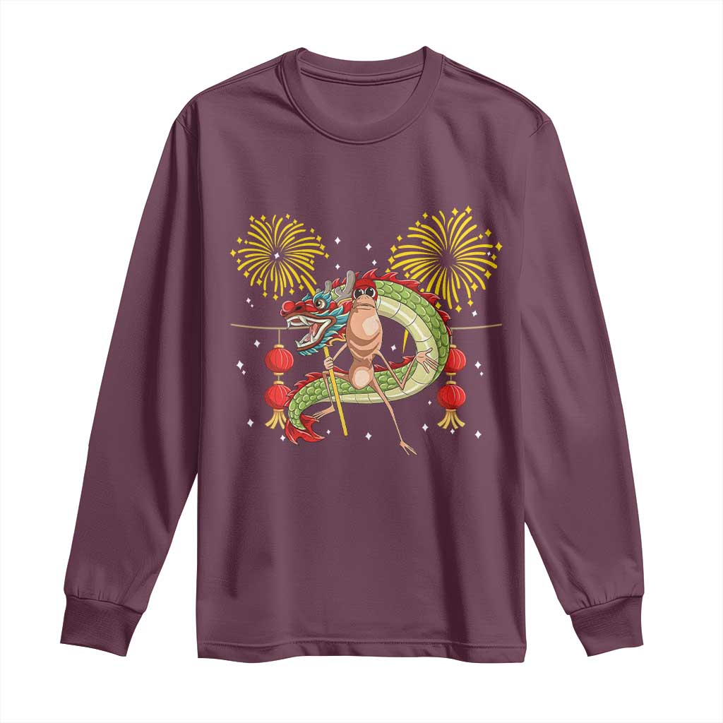 Funny Marcus The Worm Meme Long Sleeve Shirt Viral Lunar New Year - Wonder Print Shop