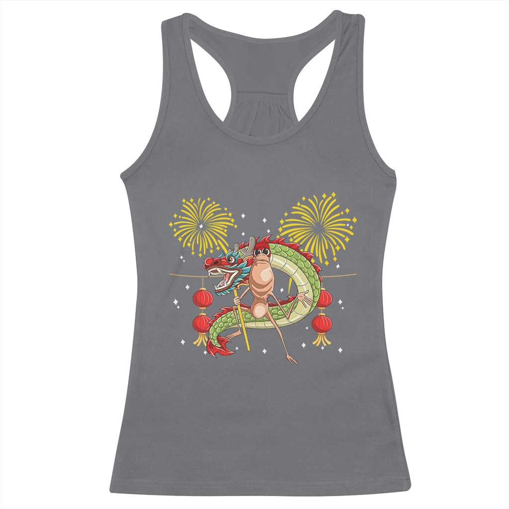 Funny Marcus The Worm Meme Racerback Tank Top Viral Lunar New Year - Wonder Print Shop