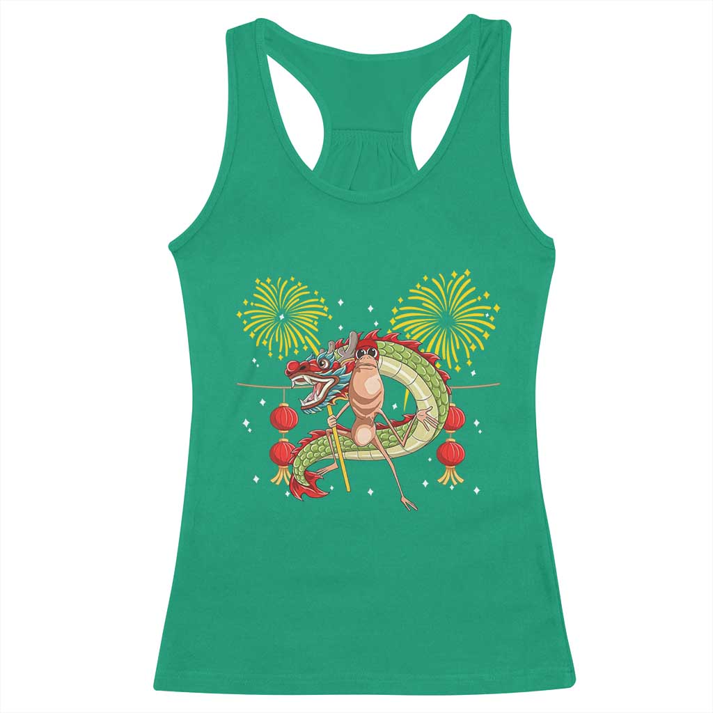 Funny Marcus The Worm Meme Racerback Tank Top Viral Lunar New Year - Wonder Print Shop