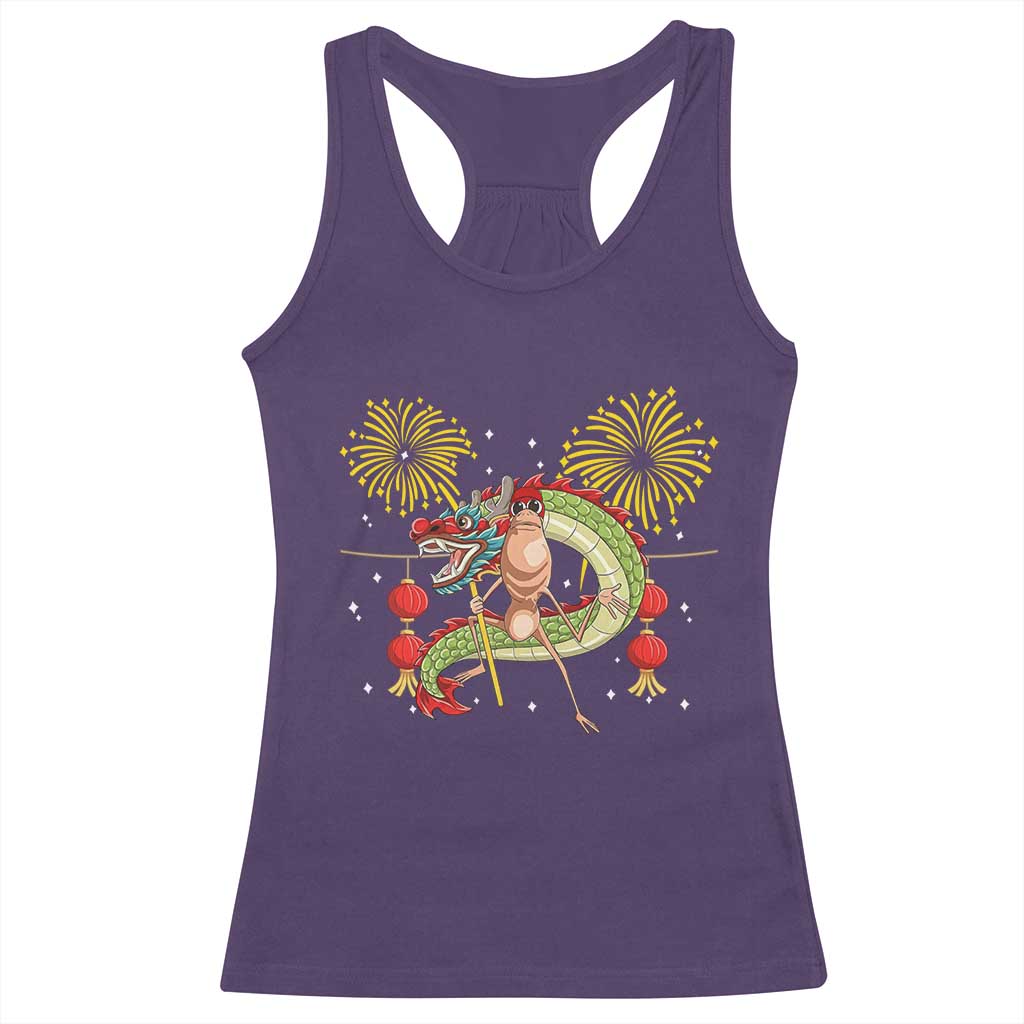 Funny Marcus The Worm Meme Racerback Tank Top Viral Lunar New Year - Wonder Print Shop