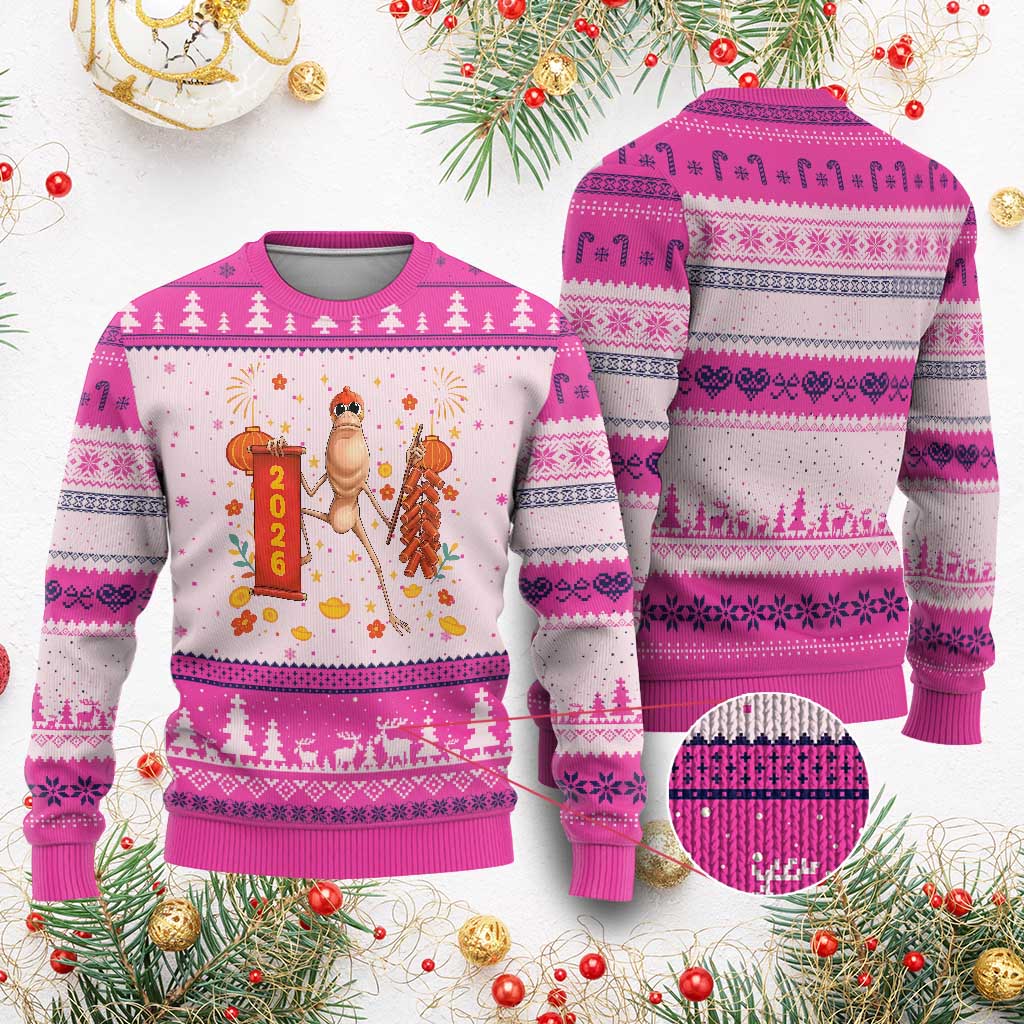 Marcus The Worm Lunar New Year Meme Ugly Christmas Sweater Trendy Gag Gift - Wonder Print Shop