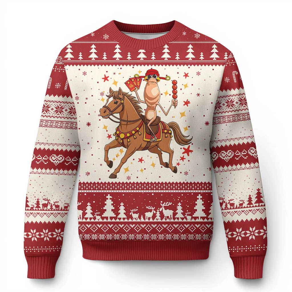 Funny Marcus The Worm Lunar New Year Ugly Christmas Sweater Viral Meme - Wonder Print Shop