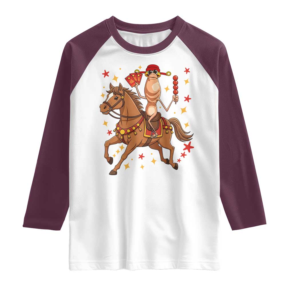 Funny Marcus The Worm Lunar New Year Raglan Shirt Viral Meme - Wonder Print Shop