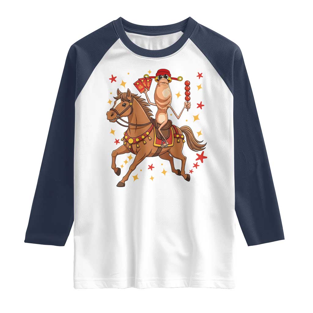 Funny Marcus The Worm Lunar New Year Raglan Shirt Viral Meme - Wonder Print Shop