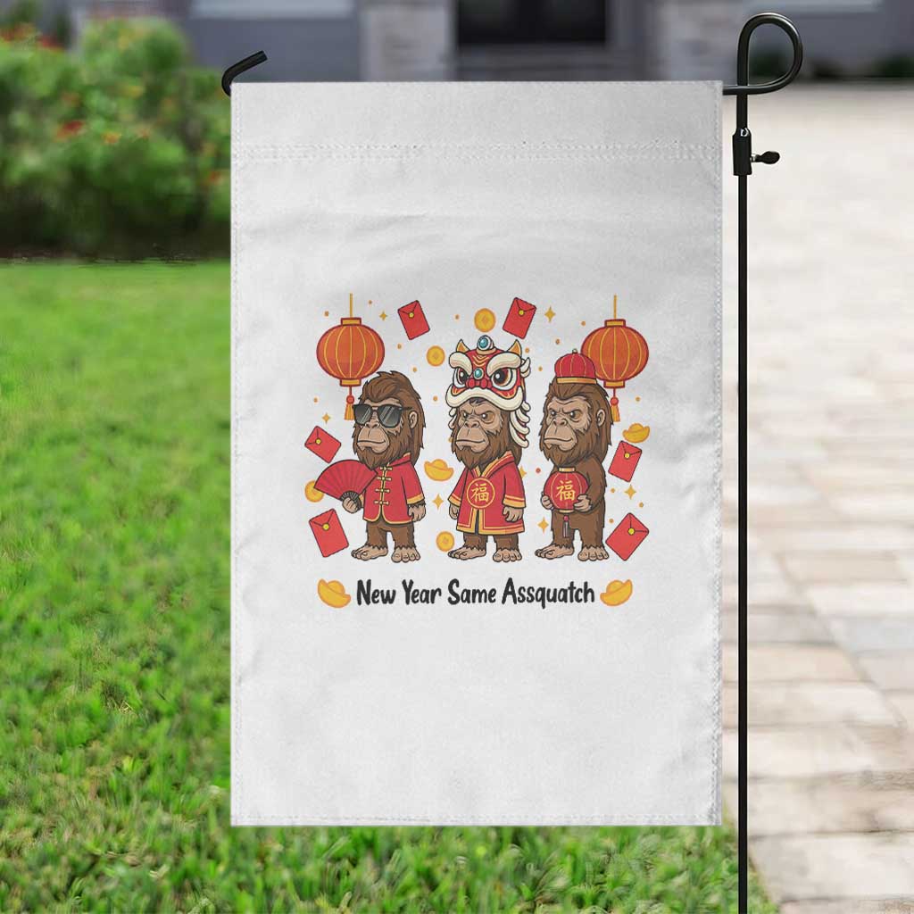 Funny New Year Same Assquatch Garden Flag Bigfoot Lover - Wonder Print Shop