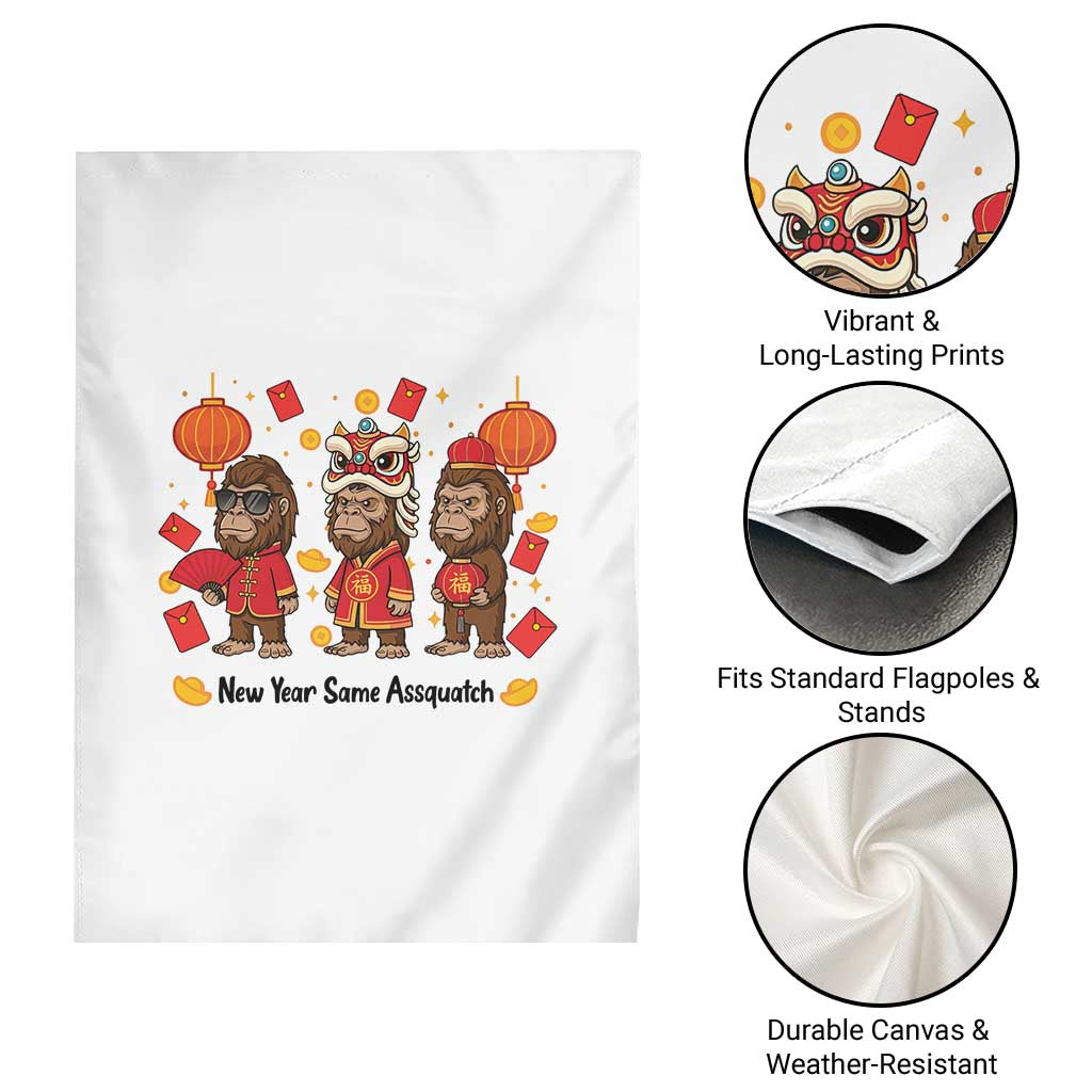 Funny New Year Same Assquatch Garden Flag Bigfoot Lover - Wonder Print Shop