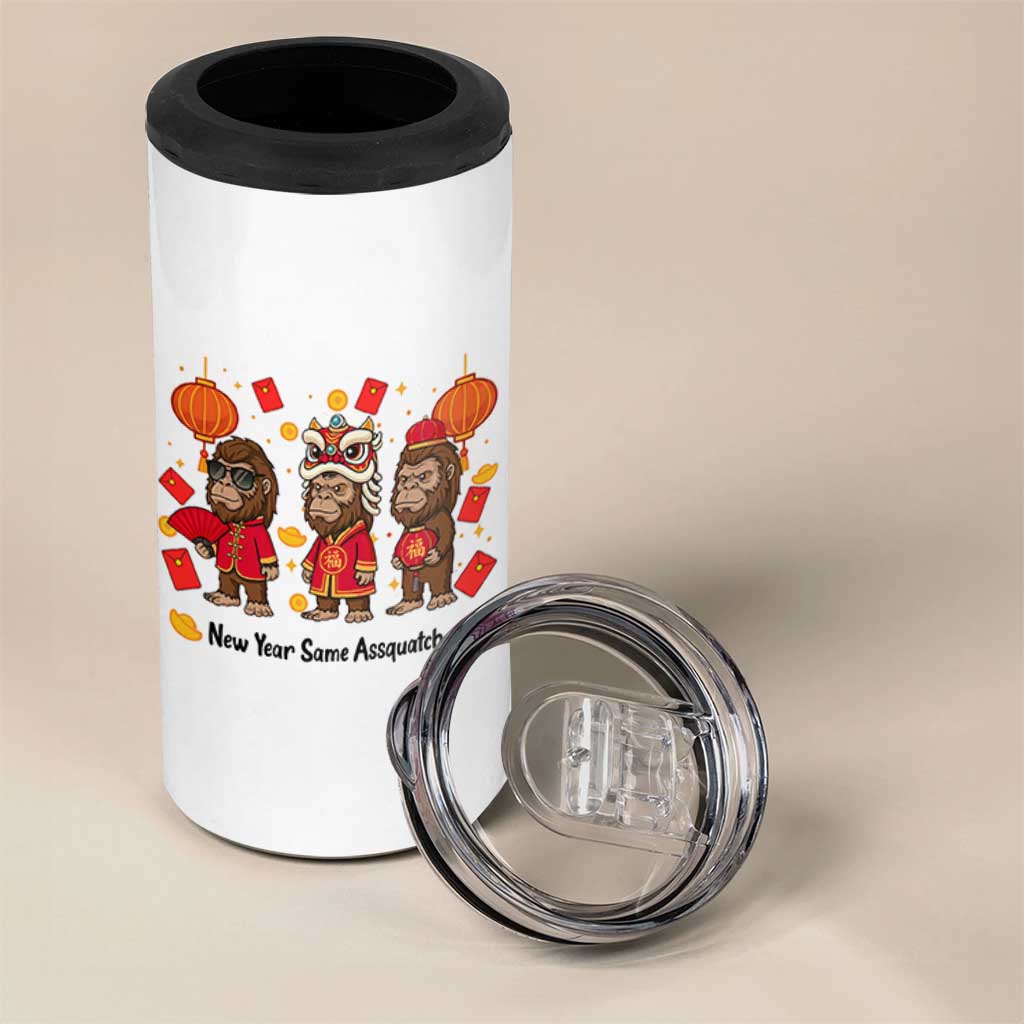 Funny New Year Same Assquatch 4 in 1 Can Cooler Tumbler Bigfoot Lover - Wonder Print Shop