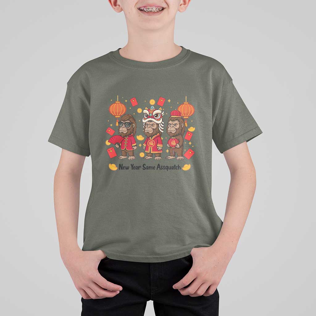 Funny New Year Same Assquatch T Shirt For Kid Bigfoot Lover - Wonder Print Shop