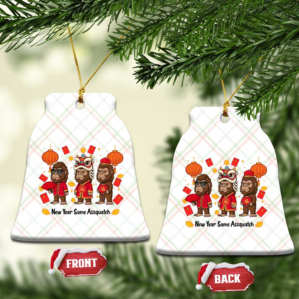 Funny New Year Same Assquatch Ceramic Ornament Bigfoot Lover - Wonder Print Shop