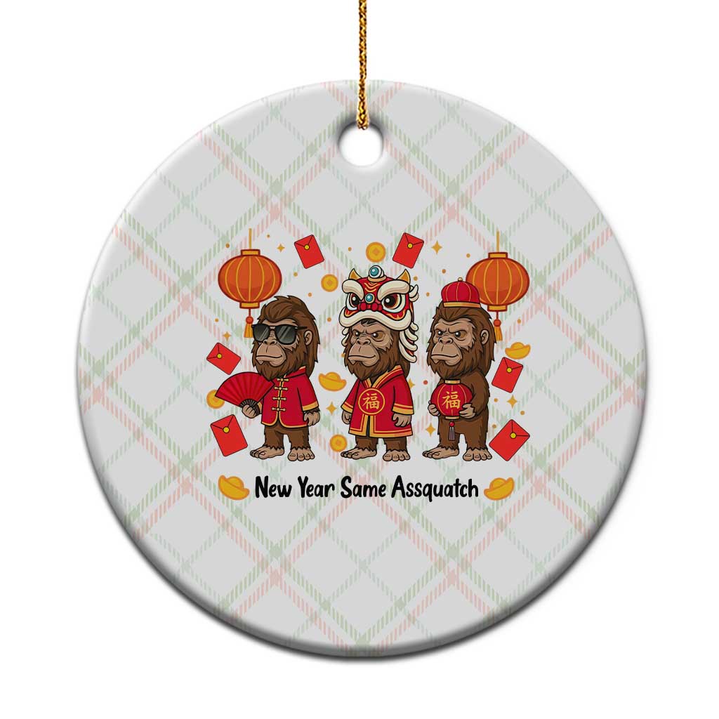 Funny New Year Same Assquatch Ceramic Ornament Bigfoot Lover - Wonder Print Shop
