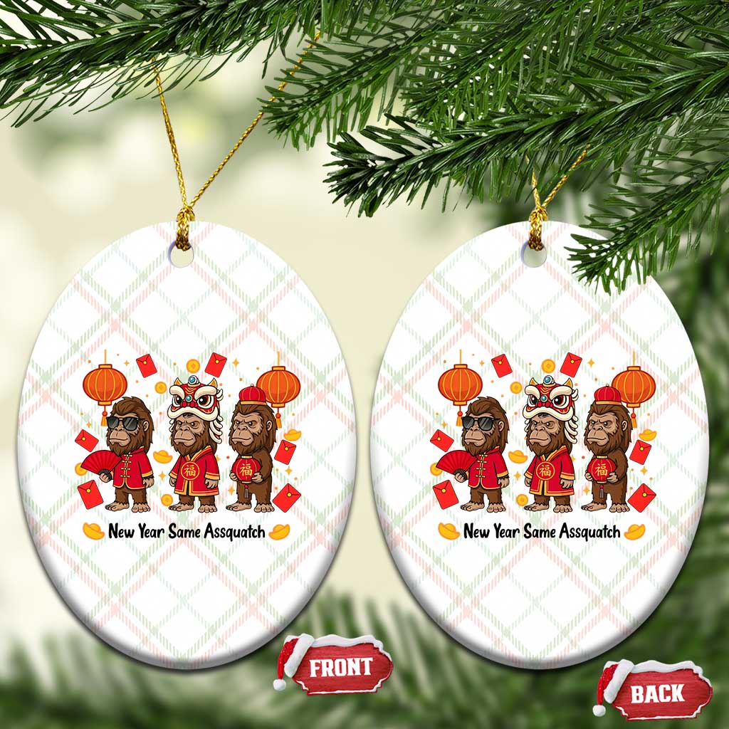 Funny New Year Same Assquatch Ceramic Ornament Bigfoot Lover - Wonder Print Shop
