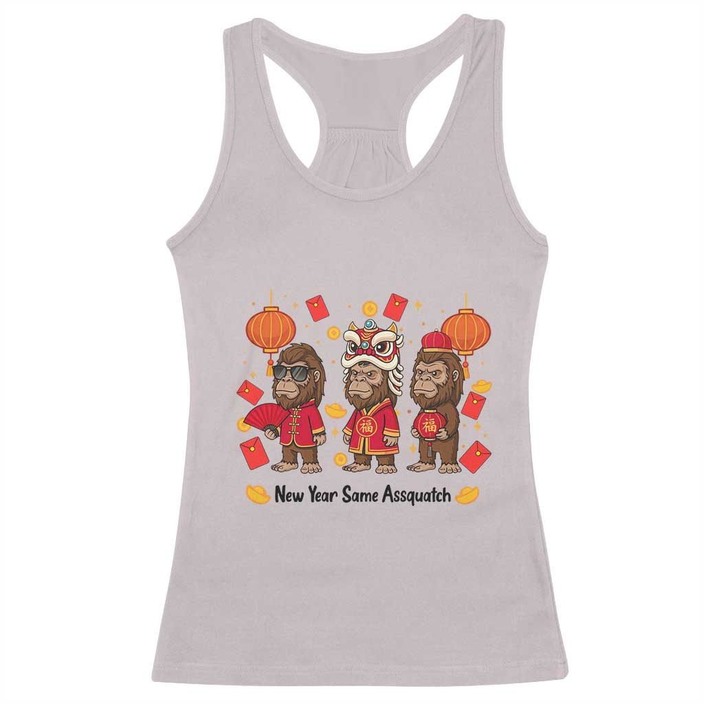 Funny New Year Same Assquatch Racerback Tank Top Bigfoot Lover - Wonder Print Shop