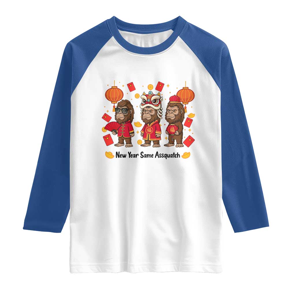 Funny New Year Same Assquatch Raglan Shirt Bigfoot Lover - Wonder Print Shop