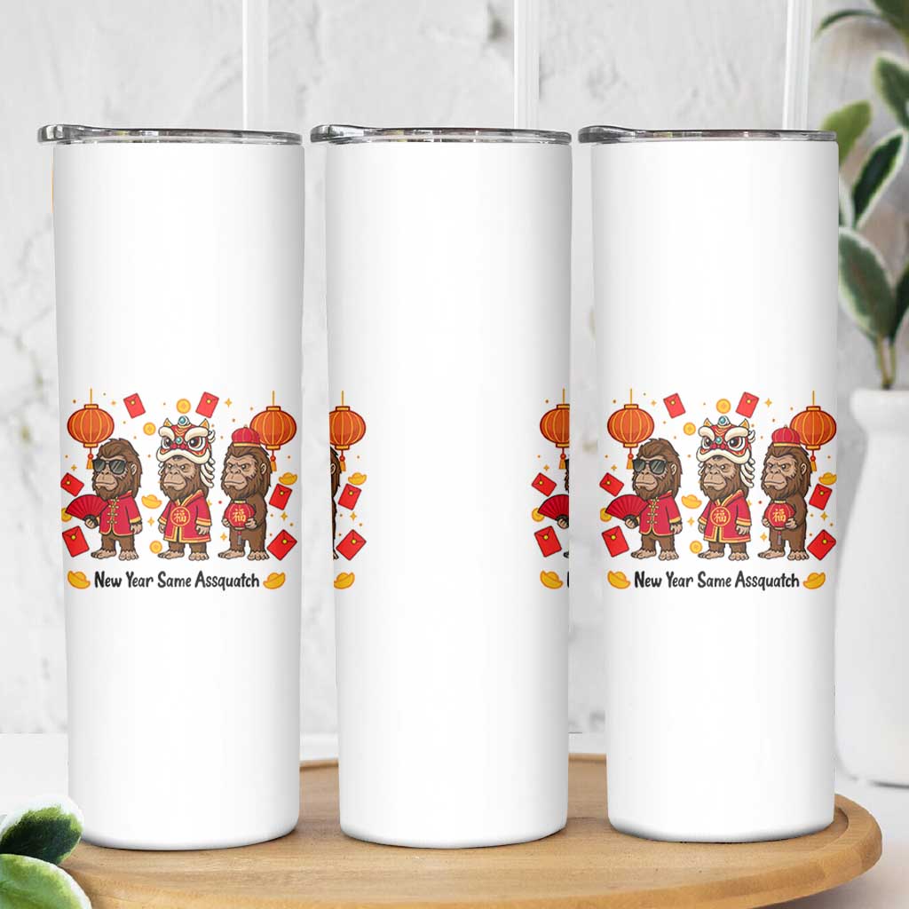 Funny New Year Same Assquatch Skinny Tumbler Bigfoot Lover - Wonder Print Shop