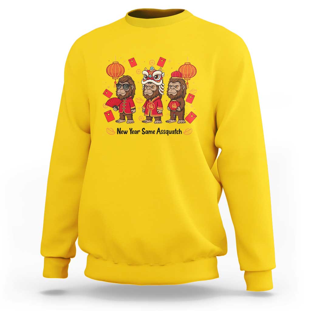 Funny New Year Same Assquatch Sweatshirt Bigfoot Lover - Wonder Print Shop