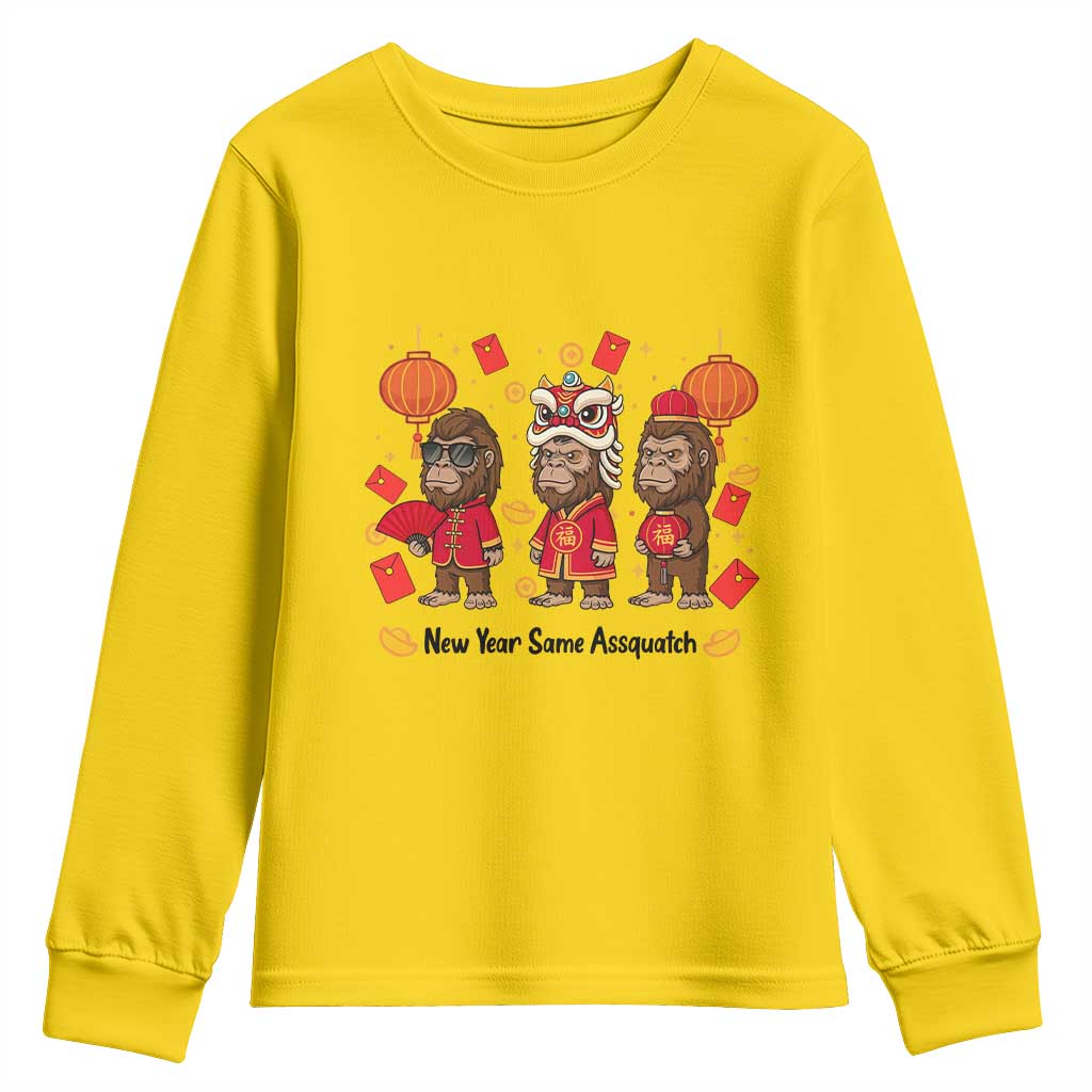 Funny New Year Same Assquatch Youth Sweatshirt Bigfoot Lover - Wonder Print Shop