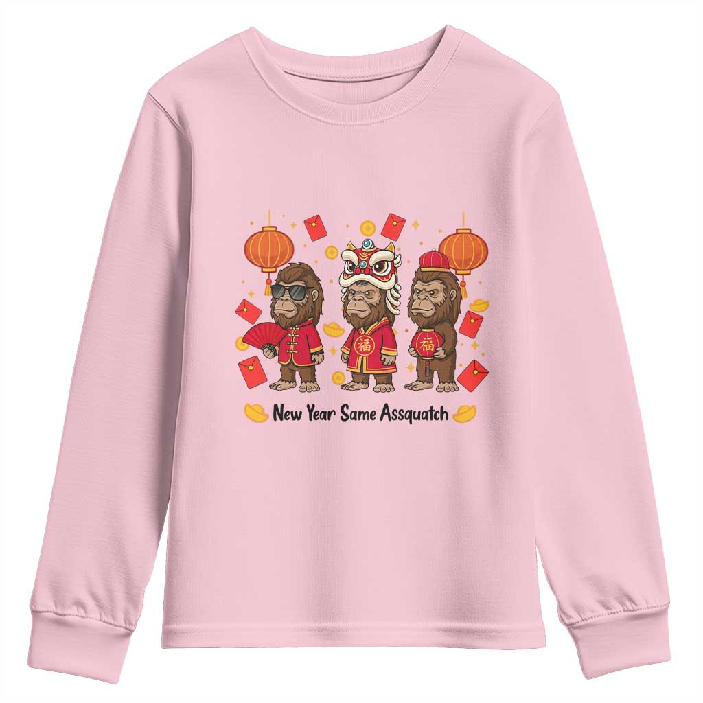 Funny New Year Same Assquatch Youth Sweatshirt Bigfoot Lover - Wonder Print Shop