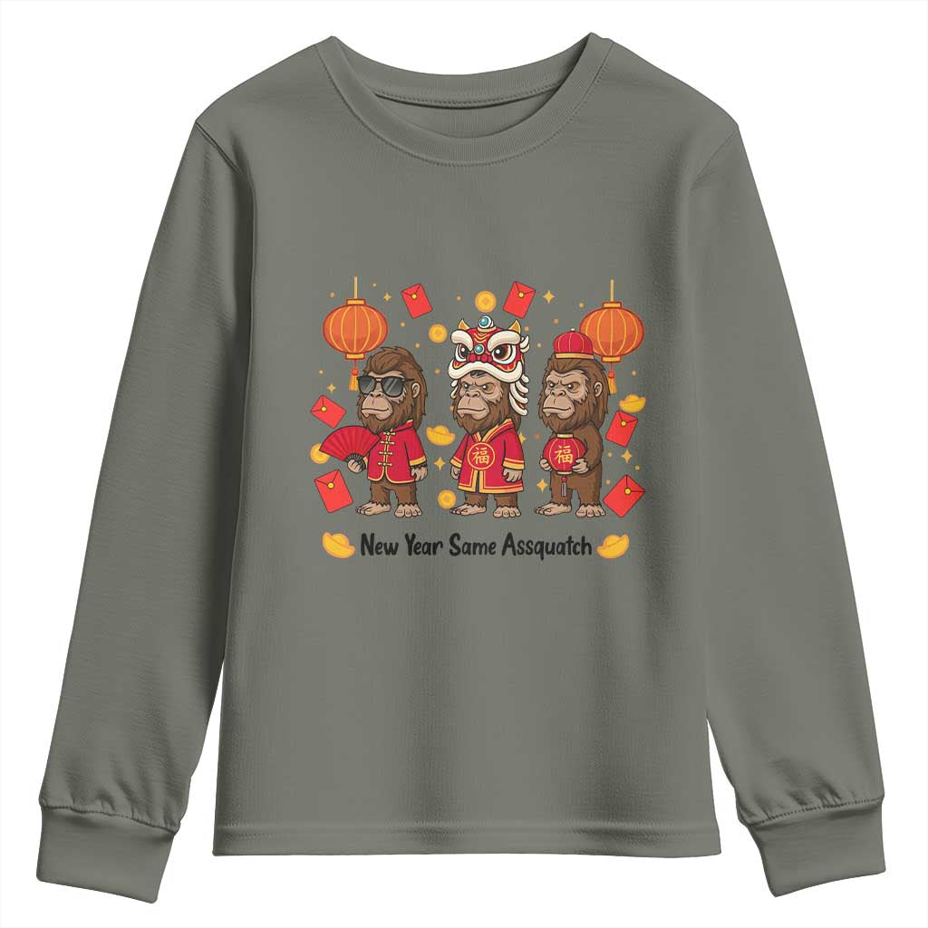 Funny New Year Same Assquatch Youth Sweatshirt Bigfoot Lover - Wonder Print Shop