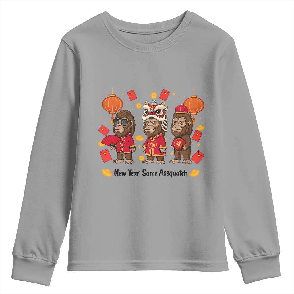 Funny New Year Same Assquatch Youth Sweatshirt Bigfoot Lover - Wonder Print Shop