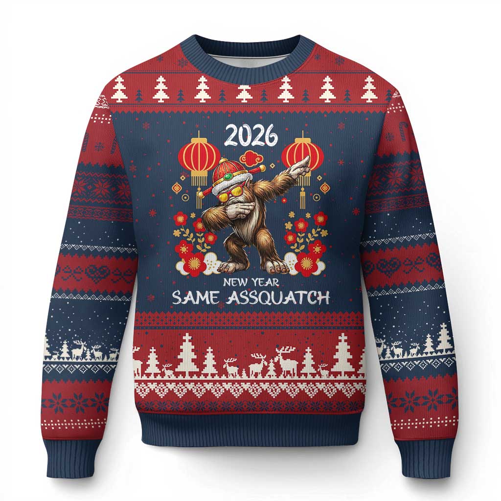 Bigfoot Lunar New Year Ugly Christmas Sweater Funny Same Assquatch - Wonder Print Shop