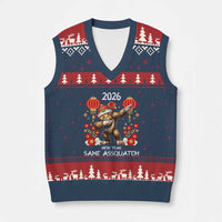 Bigfoot Lunar New Year V-Neck Knit Sweater Vest Funny Same Assquatch - Wonder Print Shop