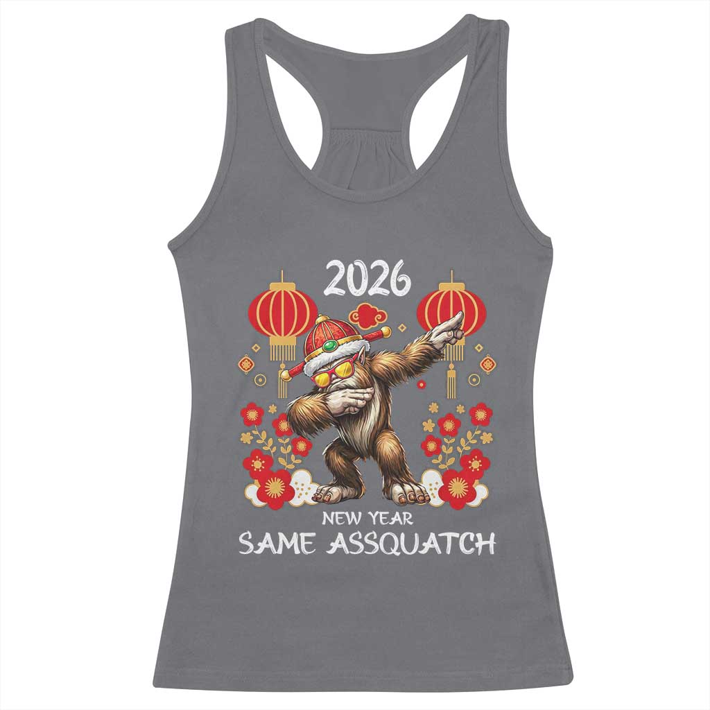 Bigfoot Lunar New Year Racerback Tank Top Funny Same Assquatch - Wonder Print Shop