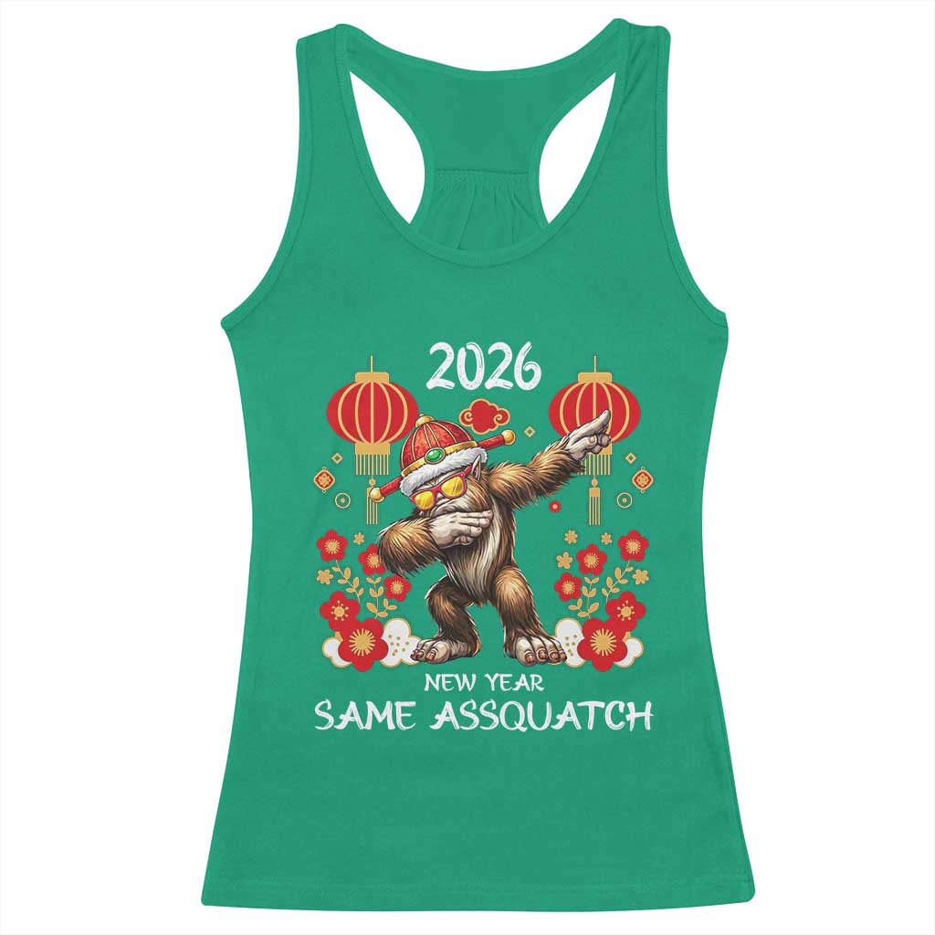 Bigfoot Lunar New Year Racerback Tank Top Funny Same Assquatch - Wonder Print Shop