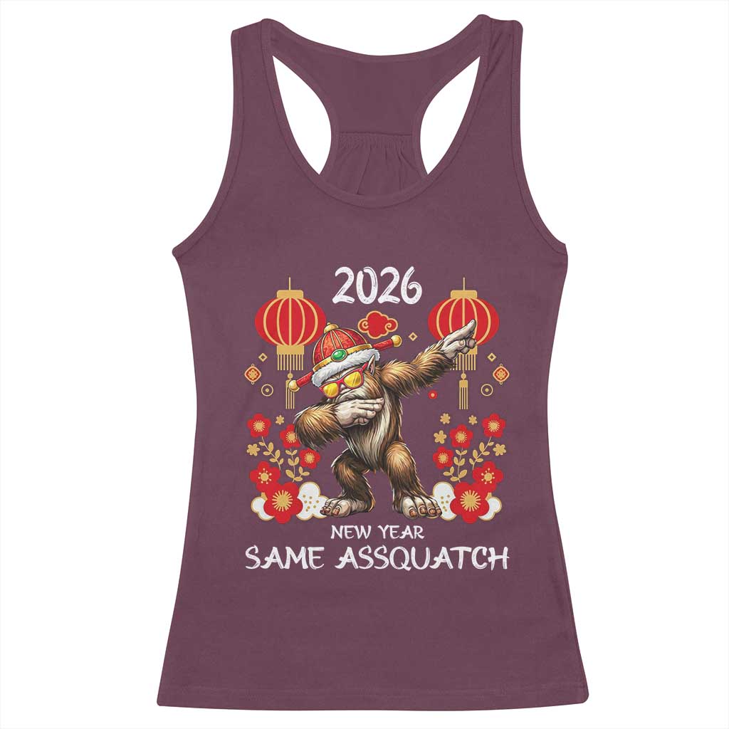 Bigfoot Lunar New Year Racerback Tank Top Funny Same Assquatch - Wonder Print Shop