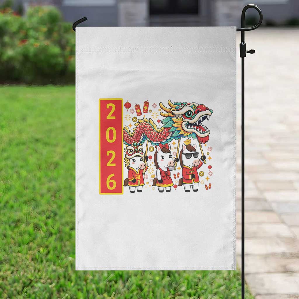 Cute Horse Dragon Dance Garden Flag Lunar New Year - Wonder Print Shop