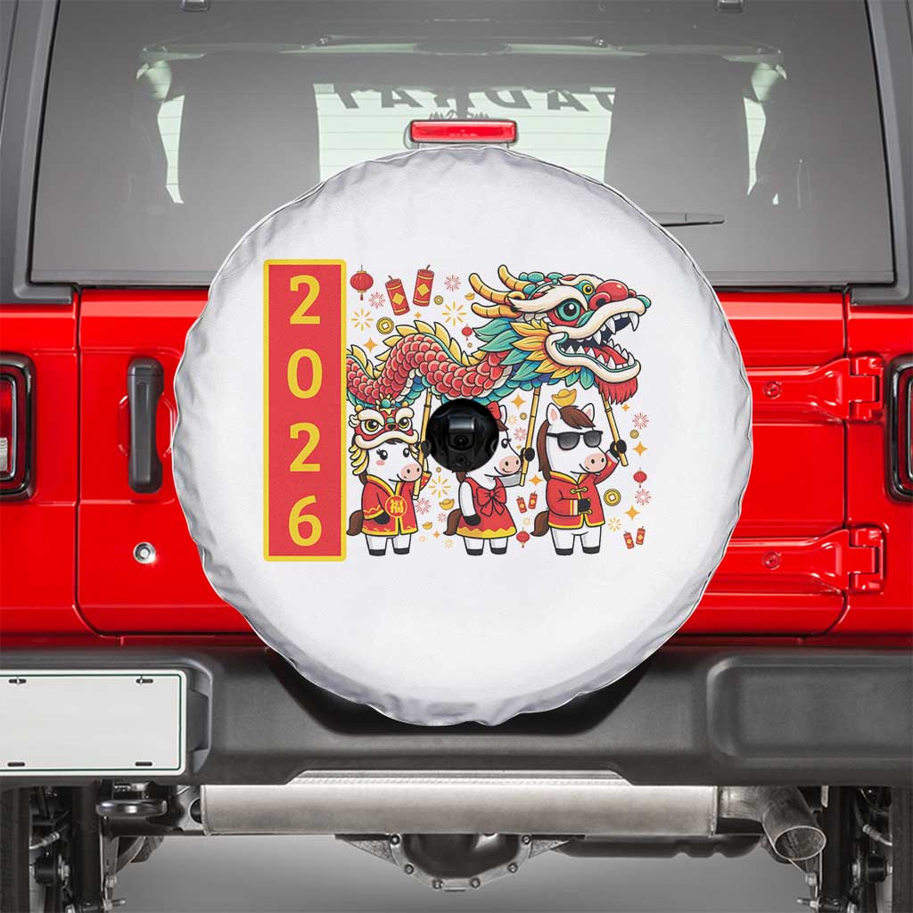 Cute Horse Dragon Dance Spare Tire Cover Lunar New Year - Wonder Print Shop