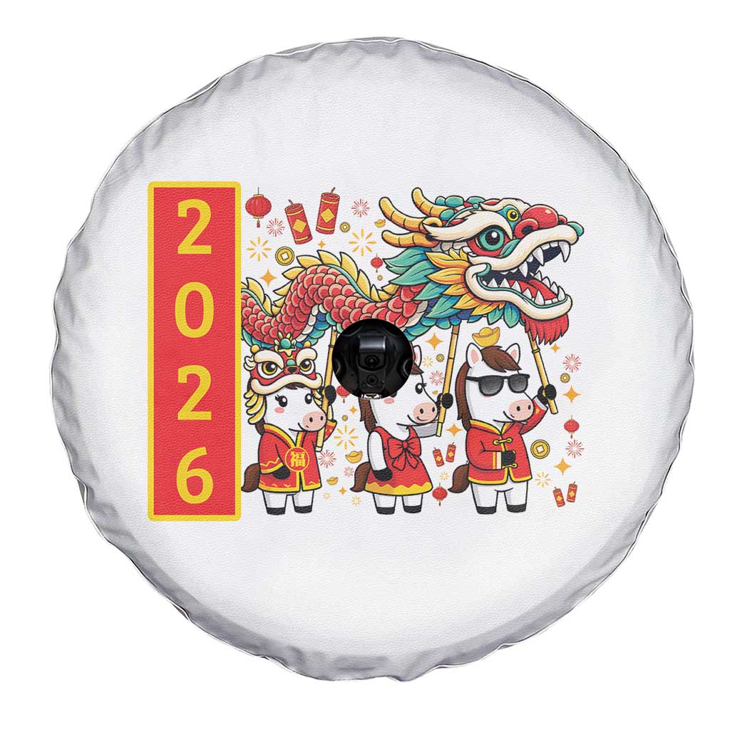 Cute Horse Dragon Dance Spare Tire Cover Lunar New Year - Wonder Print Shop